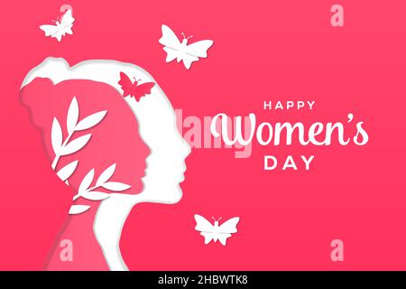 Happy Women's day Papier schneiden Stil Hintergrund. vektor-Design-Illustration Stock Vektor