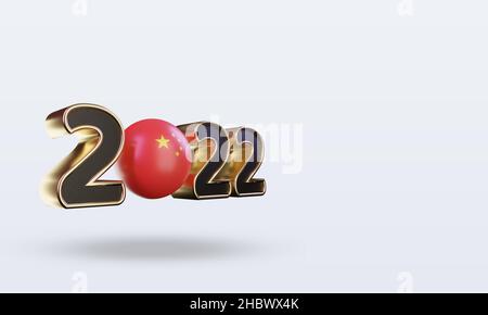 3D Text 2022 China Flagge Rendering Left view Stockfoto