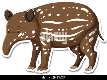 Eine Stickervorlage von Tapir Cartoon Figur Illustration Stock Vektor