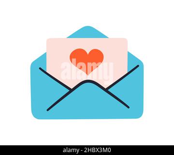 Brief mit einer Liebeserklärung. Briefumschlag mit Herz. Handgezeichnete Nachricht am Valentinstag. Liebeserklärung. Vektordarstellung isoliert Stock Vektor