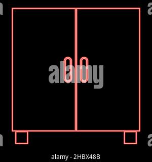 Neon Schrank oder Schrank rot Farbe Vektor Illustration Bild flach Stil Licht Stock Vektor
