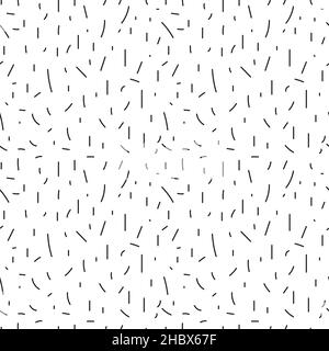 Striche von Hand gezeichnetes nahtloses Muster, schwarze und weiße Linien Textur. Stock Vektor