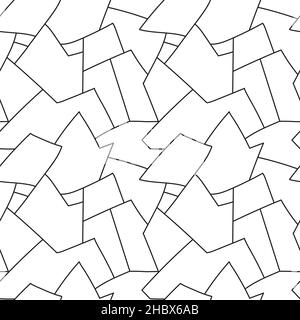 Unregelmäßiges geometrisches, handgezeichnetes, nahtloses Muster, schwarze und weiße Linienstruktur. Stock Vektor