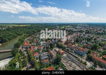 Luftaufnahme nach Landsberg am Lech in südbayern Stockfoto