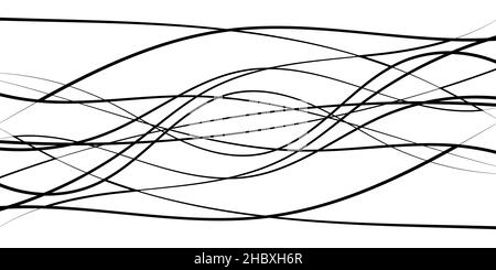 Abstrakt geschwungene Wellen schwarz anmutigen Linien Streifen Stock Illustration Stock Vektor