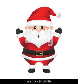 Santa Claus Cartoon Illustration isoliert auf weißem Hintergrund. Weihnachtsmann Charakter winkt und Gruß. Stock Vektor