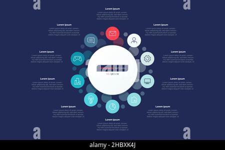 Design-Vorlage für den Kreis mit zehn Optionen. Vektorgrafik Stock Vektor