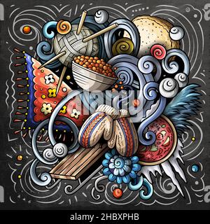 Russland Cartoon Vektor Doodle Kreidetafel Illustration Stock Vektor