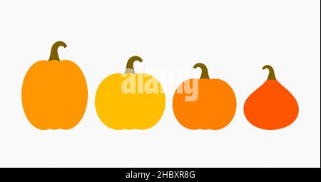 Kürbissymbole. Herbst Kürbisse flache Design-Elemente. Vektorgrafik. Stock Vektor