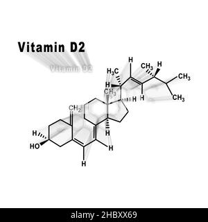 Vitamin D2, strukturelle chemische Formel auf weißem Hintergrund Stockfoto