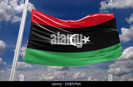 Die Flagge Libyens wurde ursprünglich 1951 nach der Gründung des Königreichs Libyen eingeführt. Stockfoto