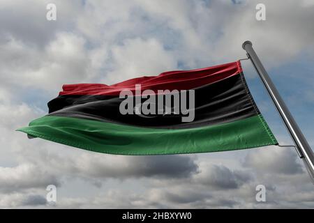 Die Flagge Libyens wurde ursprünglich 1951 nach der Gründung des Königreichs Libyen eingeführt. Stockfoto