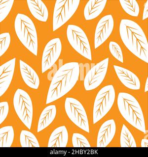 Pflanze Silhouette isoliert auf orangenen Hintergrund, Vektor. Natürliche Wandpapierillustrationen Stock Vektor