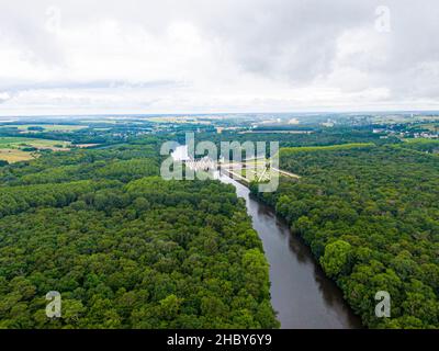 Luftaufnahme von Chenonceau catle, loire et cher, frankreich Stockfoto