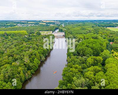 Luftaufnahme von Chenonceau catle, loire et cher, frankreich Stockfoto