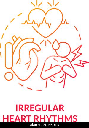 Symbol für irreguläre Herzrhythmen mit rotem Gradienten Stock Vektor
