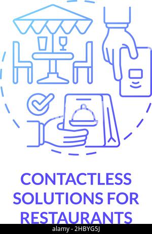 Kontaktlose Lösungen für Restaurant Blue Gradient Concept Icon Stock Vektor