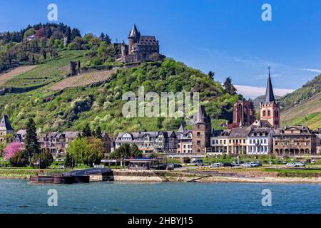 Die Stadt Bacharach am Rhein, Rheinland-Pfalz, Deutschland Stockfoto