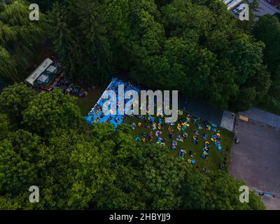 Lviv, Ukraine - 26. Juni 2021: Draufsicht auf das lviv Jazzfest im Sommer Stockfoto