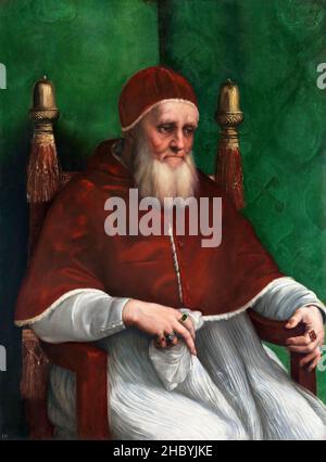 Raphael / Rafaello - Porträt von Papst Julius II. (1511) berühmtes Gemälde. Stockfoto