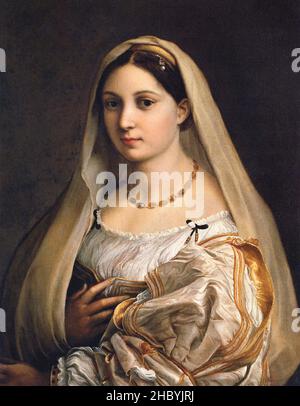 Raphael / Rafaello - Frau mit Schleier (La Donna Velata) (1516) berühmtes Gemälde. Stockfoto