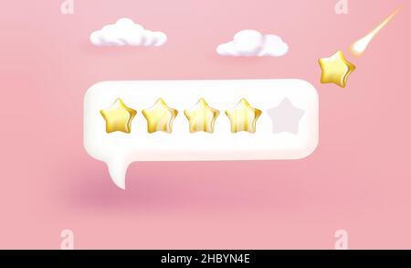 Fünf Sterne, Feedback Concept Vector Illustration 3D Stil. Stock Vektor
