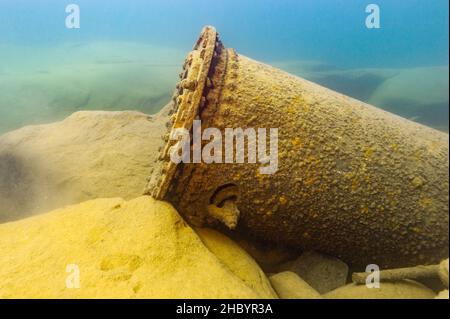 Schiffswrack Überreste eines alten Holzdampfers im Lake Superior Stockfoto