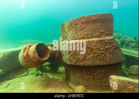 Schiffswrack Überreste eines alten Holzdampfers im Lake Superior Stockfoto