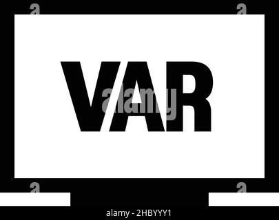 VAR, Video Assistant Schiedsrichter-Symbol / VAR-Logo für Fußball oder Fußballspiel, Live-Score, Sport auf dem Bildschirm oder TV. Vektorgrafik. Stock Vektor