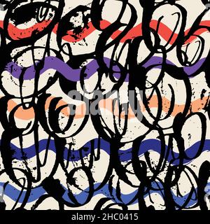 Vektor nahtlose Scribble-Muster, von chaotischen Linien. Stock Vektor