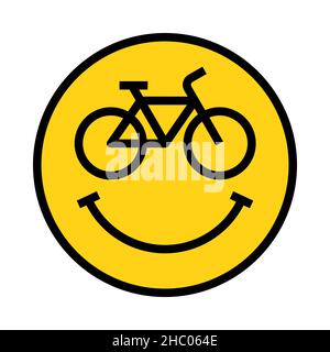 Bike Smiley Icon, Cycling Smiley Emoji isoliert auf weißem Hintergrund Stockfoto