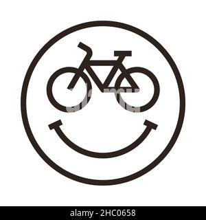 Bike Smiley Icon, Cycling Smiley Emoji isoliert auf weißem Hintergrund Stockfoto