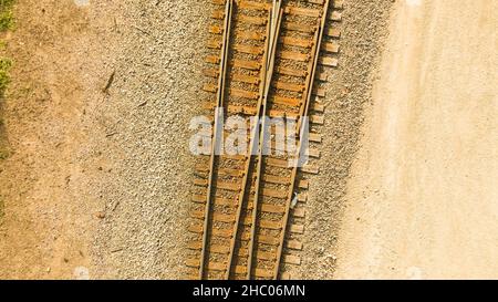 Eisenbahngleise von oben Stockfoto