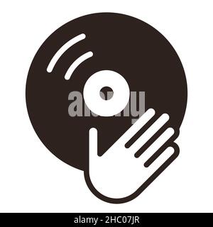 DJ-Symbol. Vinyl-Player-Symbol auf weißem Hintergrund isoliert Stockfoto