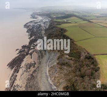 Jurassic Coast at Blue Anchor Bay towards Warren Bay and Watchet, Somerset, England Stockfoto