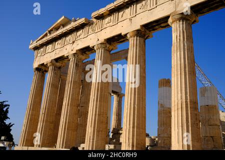 Aussicht auf den Parthenon in Athen, Griechenland Stockfoto