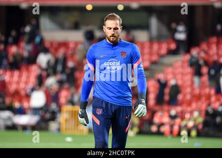 Granada, Spanien. 22nd Dez 2021. Jan Oblak von Atco Madrid während des Liga-Spiels zwischen Granada CF und Atco Madrid im Nuevo Los Carmenes Stadion am 22. Dezember 2021 in Granada, Spanien. (Foto: José M Baldomero/Pacific Press) Quelle: Pacific Press Media Production Corp./Alamy Live News Stockfoto