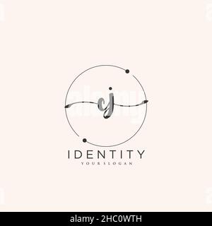 CJ Handschrift Logo Vektor Kunst der ersten Unterschrift, Hochzeit, Mode, Schmuck, Boutique, Blumen und botanische mit kreativer Vorlage für jedes Unternehmen Stock Vektor