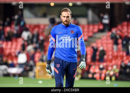 Granada, Granada, Spanien. 22nd Dez 2021. Jan Oblak von Atco Madrid während des Liga-Spiels zwischen Granada CF und Atco Madrid im Nuevo Los Carmenes Stadion am 22. Dezember 2021 in Granada, Spanien. (Bild: © José M Baldomero/Pacific Press via ZUMA Press Wire) Stockfoto