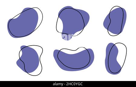 Abstrakte Vektorblobs gesetzt. Moderne Kollektion mit sehr perifarbenen Flecken für zeitgenössisches 2022-Design. Zufällige Felsformen Stock Vektor