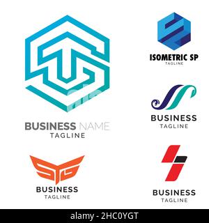 S Brief basiert Thema Logo-Satz. vektor-Volumen 2 Stock Vektor