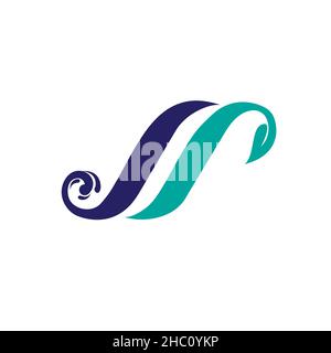 SS-Logo, Brief basiert. Dieses Logo hat Wasser- und Pflanzenelemente. Kann für Reisen und Tourismus-Thema, botanischen oder anderen Zweck verwendet werden. Stock Vektor