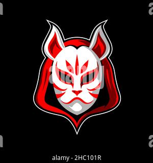 White Fox Kopfmaske oder Kitsune Vektor Illustration Symbol, als Alternative kann dies auch ein wenig rote Reiten Kapuze im Anime-Stil. Für esport, T-Shirt Stock Vektor