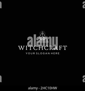 Minimalistisches Design flaches HEXENCRAFTLOGO-Design Stock Vektor