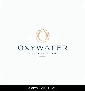 Modernes Buchstabenzeichen Initial O OXY WATER Logo Design Stock Vektor