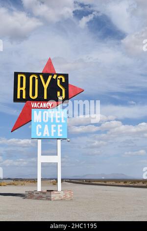 Roy's Motel Cafe an der Route 66 in Amboy, Kalifornien. Stockfoto