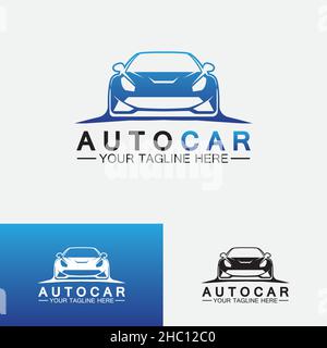 Auto Auto-Logo-Design mit Konzept Sportwagen Fahrzeug Symbol Silhouette.Vektor Illustration Design-Vorlage. Stock Vektor