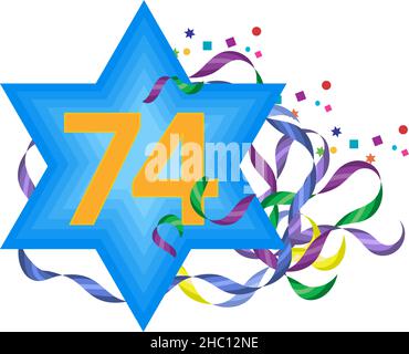 Israel 74 Unabhängigkeitstag (Yom Ha'atzmaut) Stock Vektor