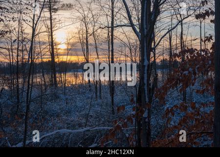 Halls Lake Michigan Wandern Stockfoto