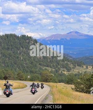 Malerischer Blick vom Wilkerson Pass in Richtung Pikes Peak Gipfel, Highway 24 Colorado, CO Stockfoto